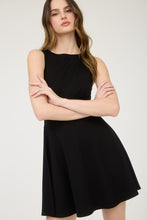 Black Sleeveless Waist Detail Flare Mini Dress