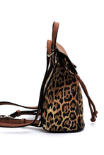 Leo/Brown Leopard Drawstring Convertible Backpack Satchel