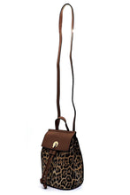 Leo/Coffee Leopard Drawstring Convertible Backpack Satchel