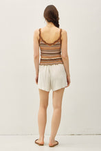 Choco Combo Scalloped Edges Multi Color Striped Knit Tank