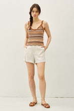 Choco Combo Scalloped Edges Multi Color Striped Knit Tank