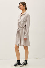 Stone Grey Utility Tencel Dress With Roll Up Sleeve