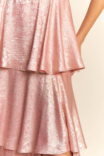 Pink Corset Bodice Tiered Maxi Dress