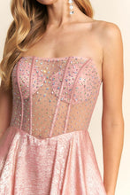 Pink Corset Bodice Tiered Maxi Dress