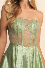 Green Corset Bodice Tiered Maxi Dress