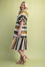 Olive Mix Diamond Print Midi Dress