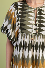 Olive Mix Diamond Print Midi Dress