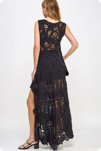 Black Asymmetric Scalloped Crochet Top And Skirt Set
