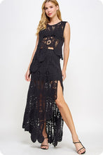 Black Asymmetric Scalloped Crochet Top And Skirt Set