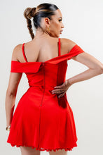 Red Stretch Woven Off Shoulder Mini Dress