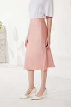 Rose Pink Slip Satin Midi Skirt