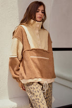 Dusted Cocoa/Butter Fleece Zipper Front Hide Pocket Tee