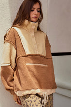 Dusted Cocoa/Butter Fleece Zipper Front Hide Pocket Tee