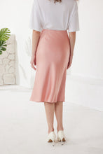 Rose Pink Slip Satin Midi Skirt