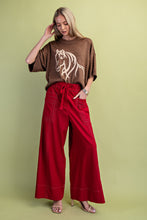 Red Linen Wide Leg Pants