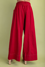 Red Linen Wide Leg Pants
