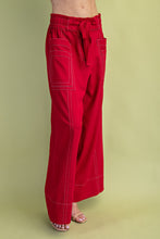 Red Linen Wide Leg Pants