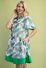 Green Leaf Print Collared Mini Dress (Copy)