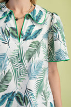 Green Leaf Print Collared Mini Dress (Copy)