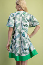 Green Leaf Print Collared Mini Dress (Copy)