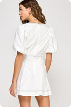 Off White Top Stitch Detail Mini Dress