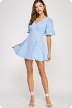 Chambray Top Stitch Detail Mini Dress