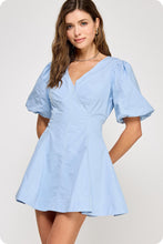 Chambray Top Stitch Detail Mini Dress