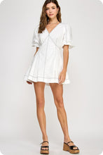 Off White Top Stitch Detail Mini Dress