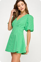 Summer Green Top Stitch Detail Mini Dress