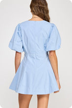 Chambray Top Stitch Detail Mini Dress
