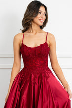Burgundy Sleeveless Spaghetti Straps A Line Satin Dress