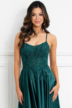 Hunter Green Sleeveless Spaghetti Straps A Line Satin Dress