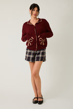 Burgundy Collared Leopard Detail Sweater Cardigan