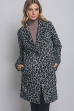 Black Single Button Leopard Print Coat
