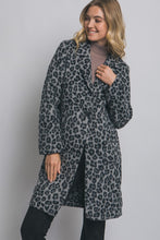 Black Single Button Leopard Print Coat