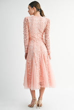 Apricot Floral Embroidered Lace A-line Dress