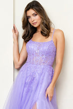 Lilac Skinny Straps Beaded Illusion Top A Line Dress
