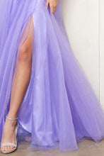 Lilac Skinny Straps Beaded Illusion Top A Line Dress