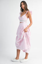 Pink Eyelet Ruffle Sleeve Crop Top And Midi Skirt Set