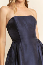 Navy Side Shirring Midi Length Dress
