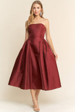 Wine Side Shirring Midi Length Dress