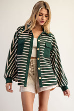 Evergreen Striped Batwing Button Down Knit Shacket