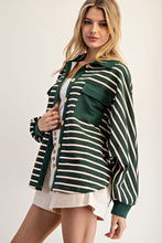 Evergreen Striped Batwing Button Down Knit Shacket