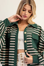 Evergreen Striped Batwing Button Down Knit Shacket