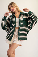 Evergreen Striped Batwing Button Down Knit Shacket