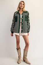 Evergreen Striped Batwing Button Down Knit Shacket