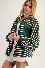 Evergreen Striped Batwing Button Down Knit Shacket