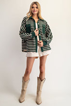 Evergreen Striped Batwing Button Down Knit Shacket