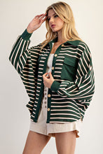 Evergreen Striped Batwing Button Down Knit Shacket