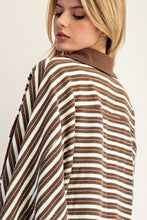 Cocoa Milk Striped Batwing Button Down Knit Shacket